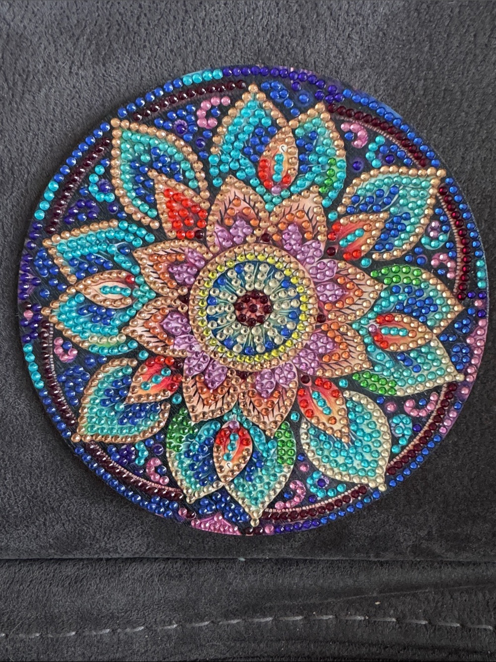 Colorful Mandala Gem Art Round Trivet or Coaster - Multicolor